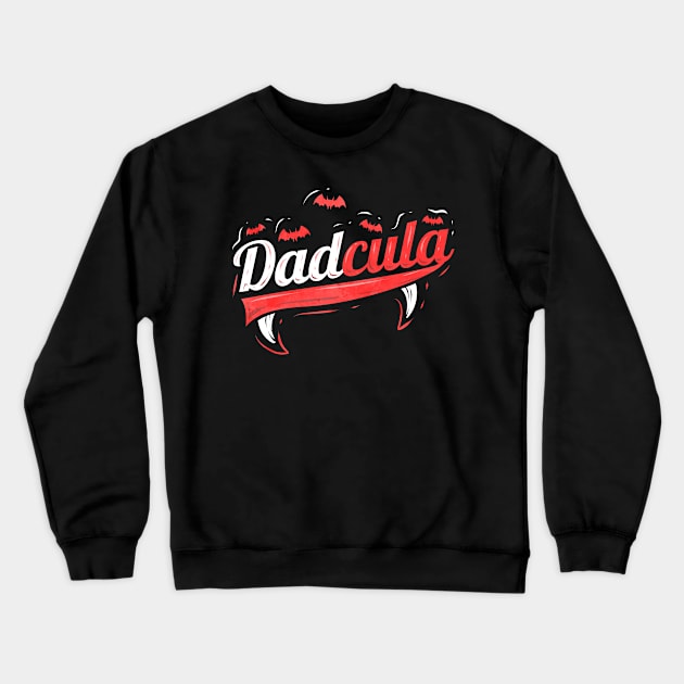 Dadcula Dads Motif With Fangs And Bats For Halloween Crewneck Sweatshirt by SinBle